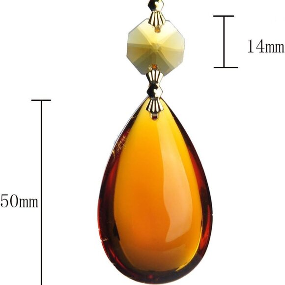 H&D Amber Chandelier Teardrop Pendant Hanging Crystal Replacement Part for Chand - Picture 3 of 6